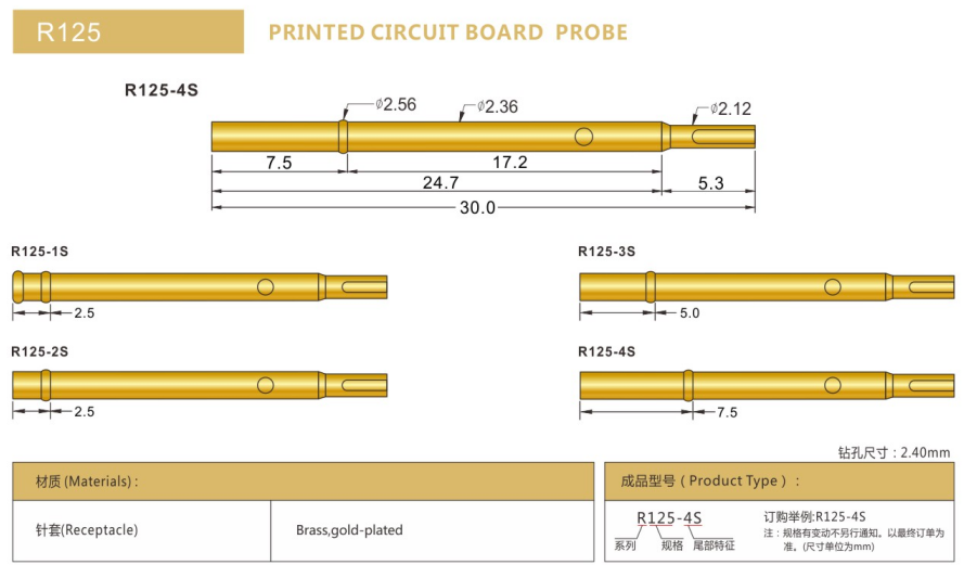 R125測試探針規格型號